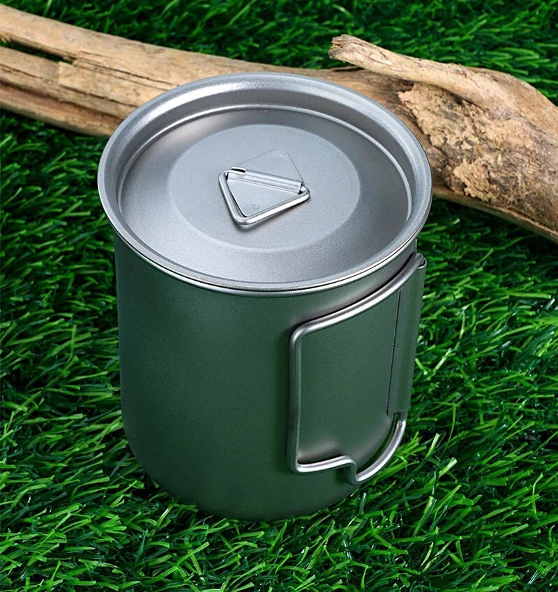 450ml Titanium Water Cup Ultralight Folding Handles Outdoor CampingCoffeeMug 07FC0E-D4 - KOEEK