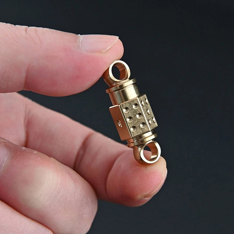 EDC Solid Brass Insert Buckle Gimbal Ring Portable Double Keychain Pendant Tool 07FC0E-D4 - KOEEK