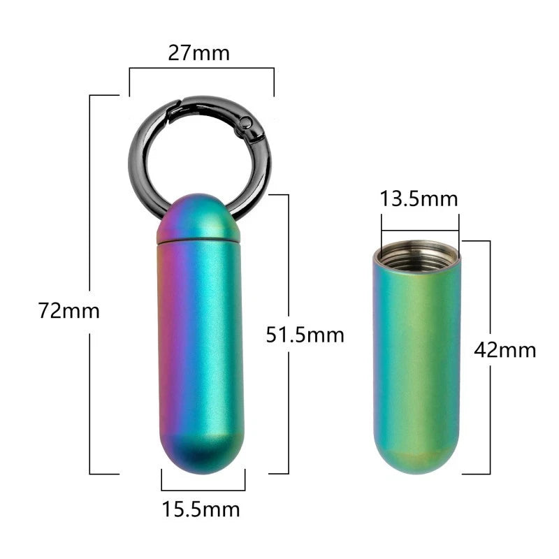 Titanium Pill Holder Container Organizer Case Box Waterproof Portable Keychain 07FC0E-D4 - KOEEK