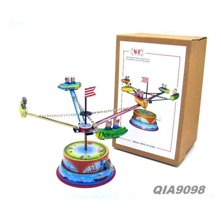 Hand-Made Rotating Amusement Spaceship Wind-up Tin Toy Decoration Collection 07FC0E-D4 - KOEEK