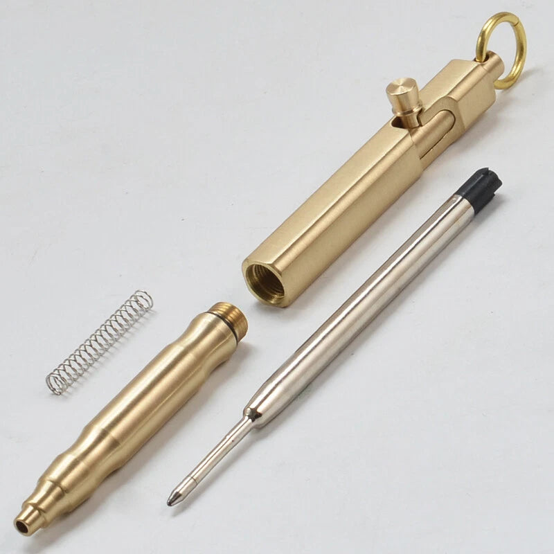 Solid Brass Bolt Action Pen Pocket EDC Signature Ballpoint collectible Gel Pen 07FC0E-D4 - KOEEK
