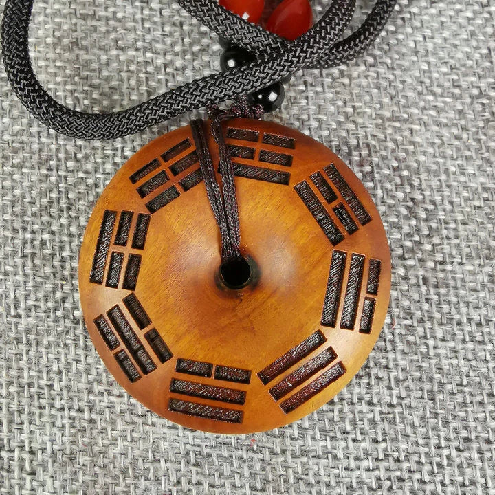 Taoist Ritual Articles Lightning Strike Jujube Eight Trigrams Style Pendant 07FC0E-D4 - KOEEK