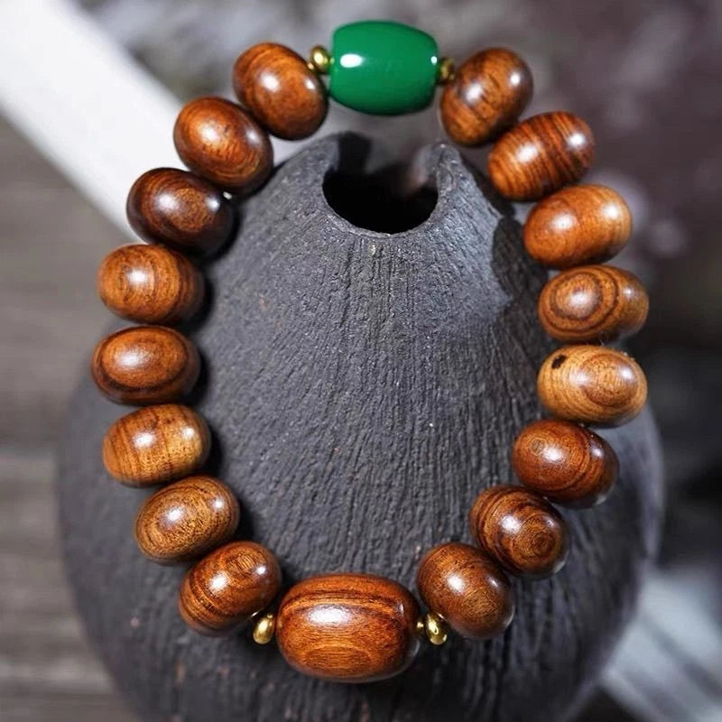 Natural Huanghauli Wood Prayer Beads Men Woman  Gift Bracelet Buddha Bless 07FC0E-D4 - KOEEK