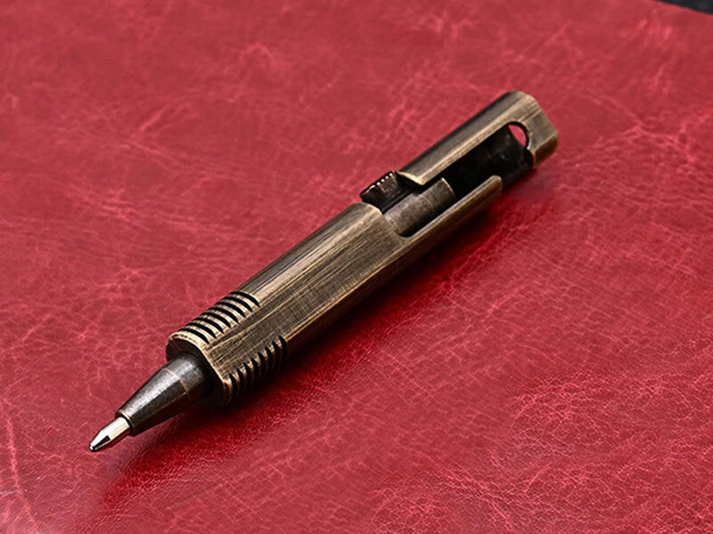 Mini Pocket Brass Bolt Action Ball Pen Portable Outdoor Camping EDC Tool Pen 07FC0E-D4 - KOEEK