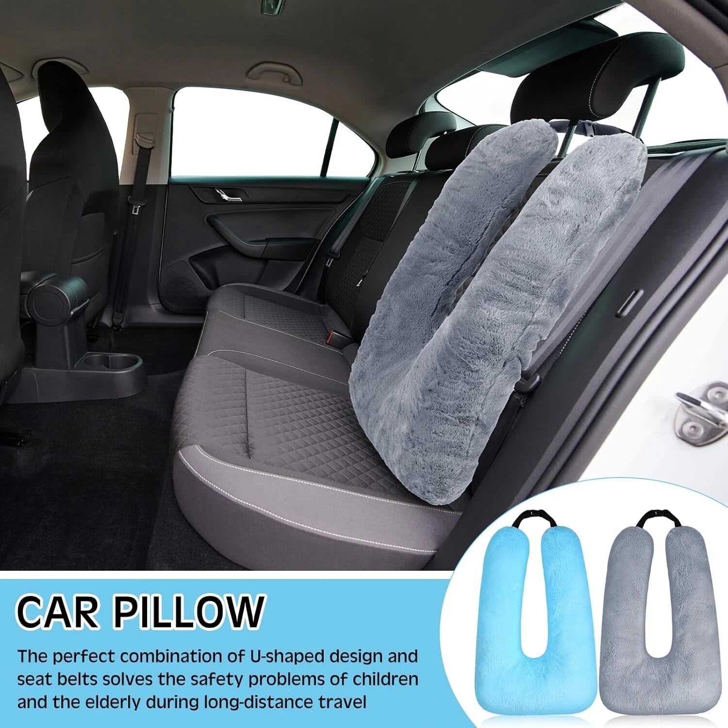 2 Piece Car Travel Pillow Set, Sleep Reading Pillow for Long Trips 07FC0E-D4 - KOEEK