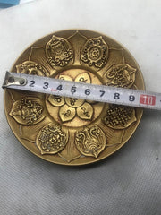 10cm Brass Handcarved Lotus Six Character Proverbs Plate Decoration Collection 07FC0E-D4 - KOEEK