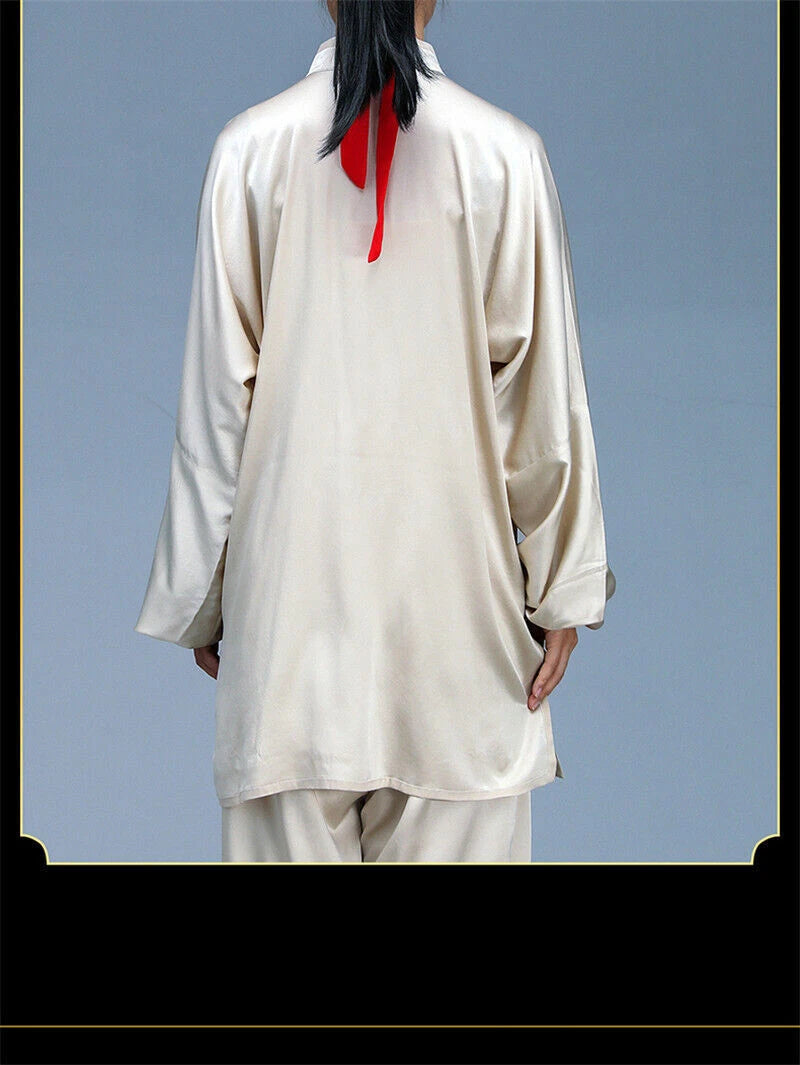 Kung Fu Tai Chi Mulberry Silk Uniform Martial Arts Wushu High-end Handmade Taiji 07FC0E-D4 - KOEEK