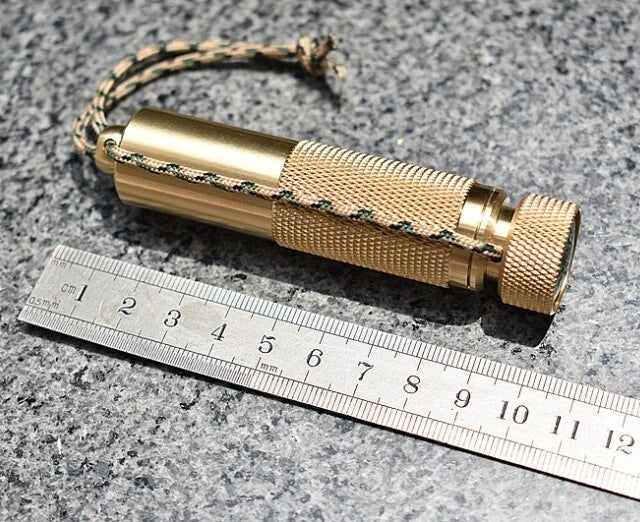 Hot EDC Brass Waterproof Pill Case Container Box Pendant w/ Compass Outdoor Tool 07FC0E-D4 - KOEEK