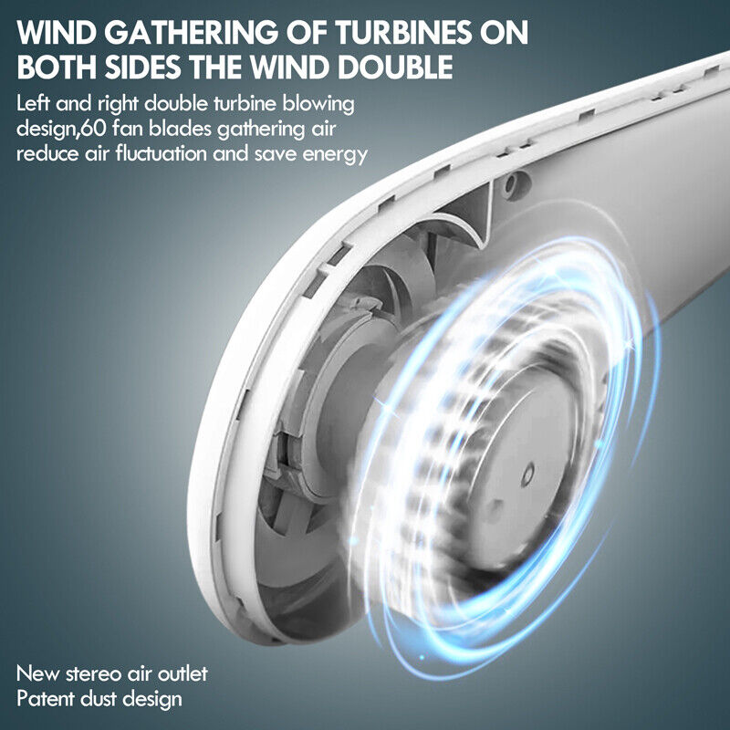 ny bærbar USB oppladbar bladløs halshengende vifte Air Cooler Klimaanlegg