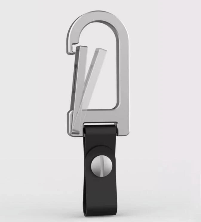 Titanium Alloy + Leather Keychain Carabiner Portable Card Key Hang Buckle EDC 07FC0E-D4 - KOEEK