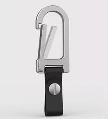 Titanium Alloy + Leather Keychain Carabiner Portable Card Key Hang Buckle EDC 07FC0E-D4 - KOEEK