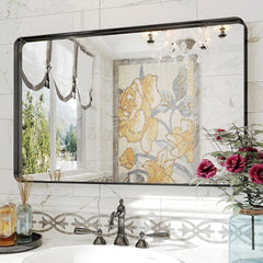 Bathroom Mirror,24" x 36"Wall Mounted Vanity Brushed Rounded Corner Metal Framed 07FC0E-D4 - KOEEK