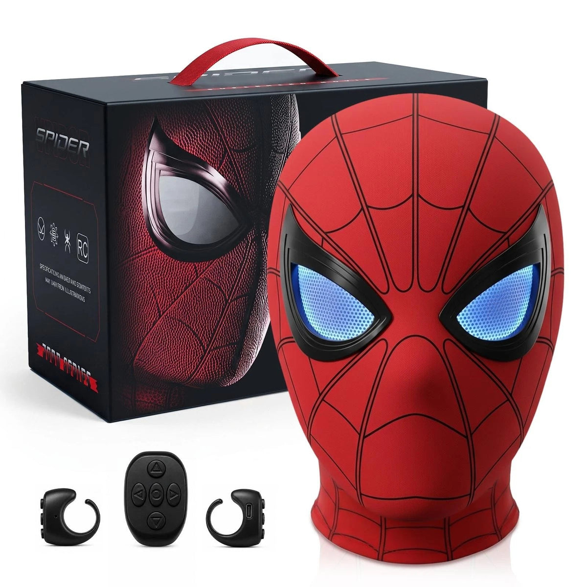 Spider-Man Mask with LED Light Remote Control Moving Eyes Superhero Costume 07FC0E-D4 - KOEEK