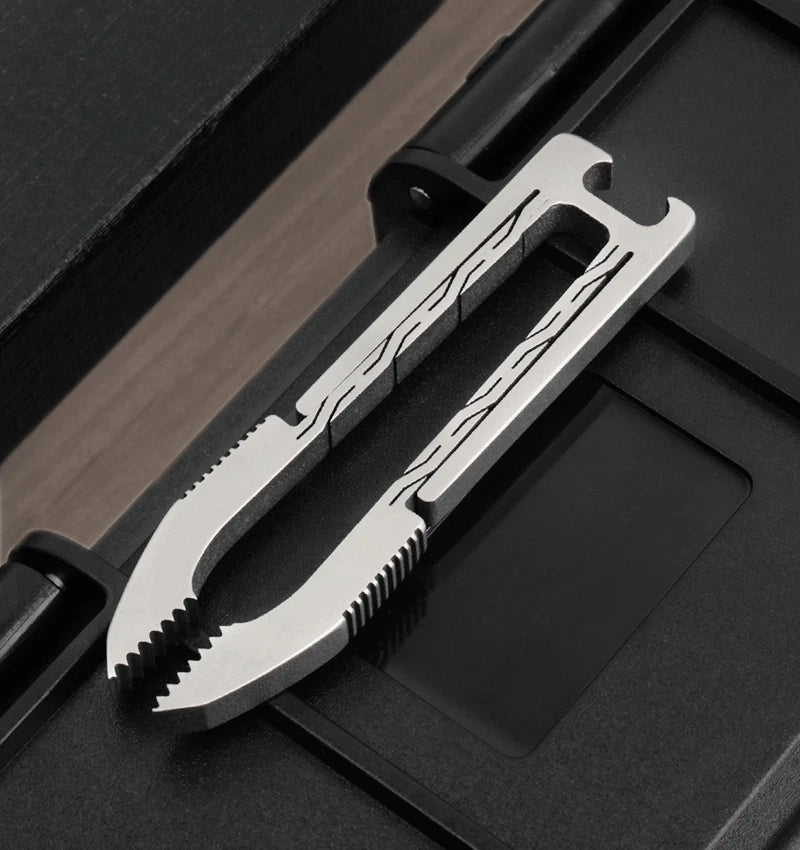MINI TC4 Titanium Tweezers Bottle Opener Portable Outdoor Camping EDC Keychain 07FC0E-D4 - KOEEK
