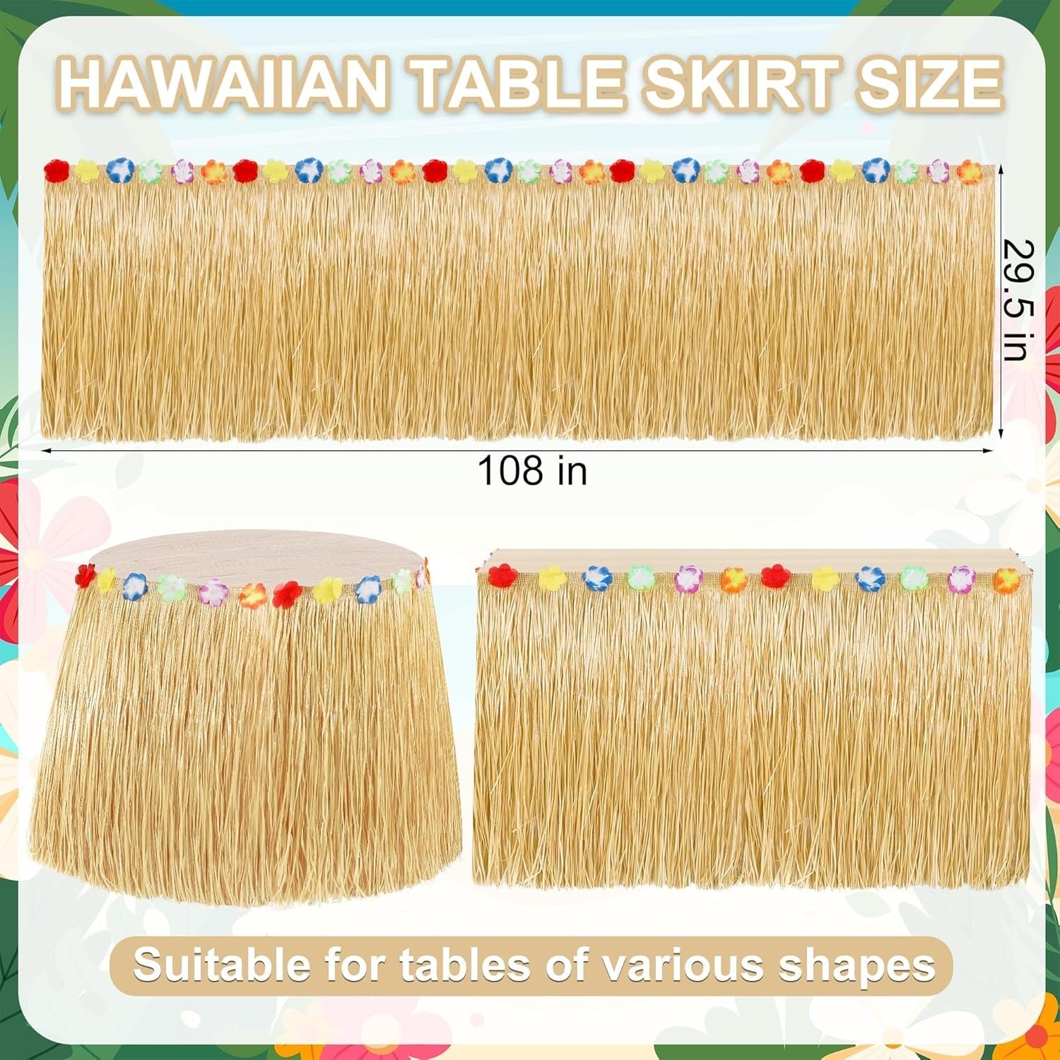 new Luau Party Decorations, Natural Hawaiian Grass Table Skirt, 1 Pack, Gold 07FC0E-D4 - KOEEK