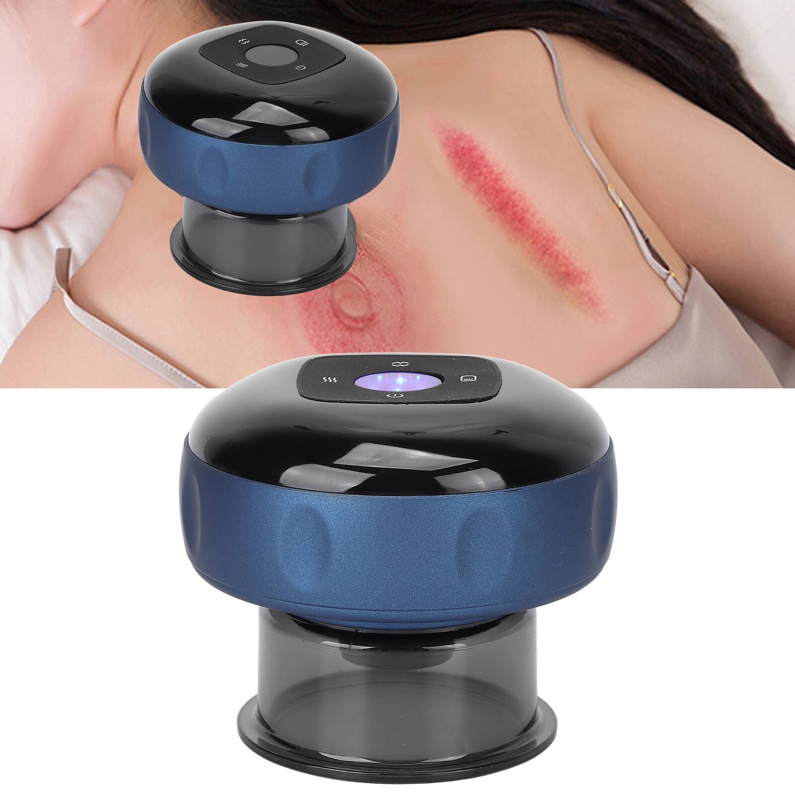 new Electric Cupping Massager Machine Smart Cups Scraping For Relief(Bleu ) HGF koeek - KOEEK