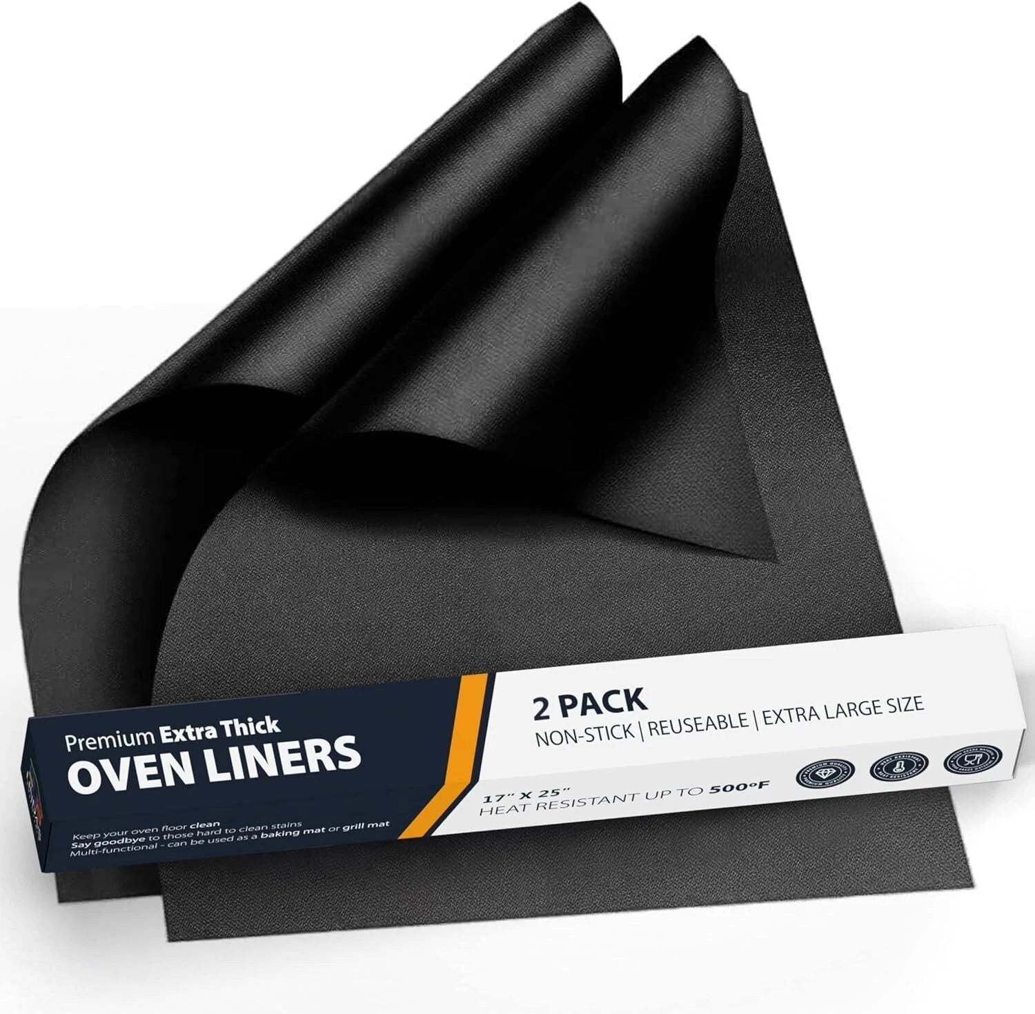 Oven Liners for Bottom of Oven - 2 Pack Large Heavy Duty Mats, 17”x25” Non-Stick 07FC0E-D4 - KOEEK