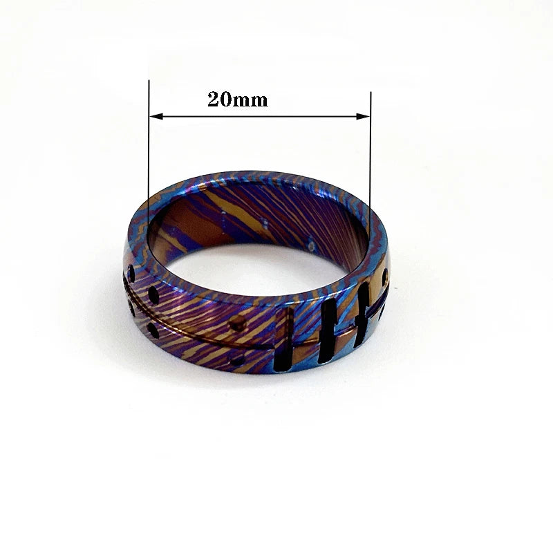 Damascus Titanium Ring CNC Made Men Women Finger Rings Pendant Accessories 07FC0E-D4 - KOEEK