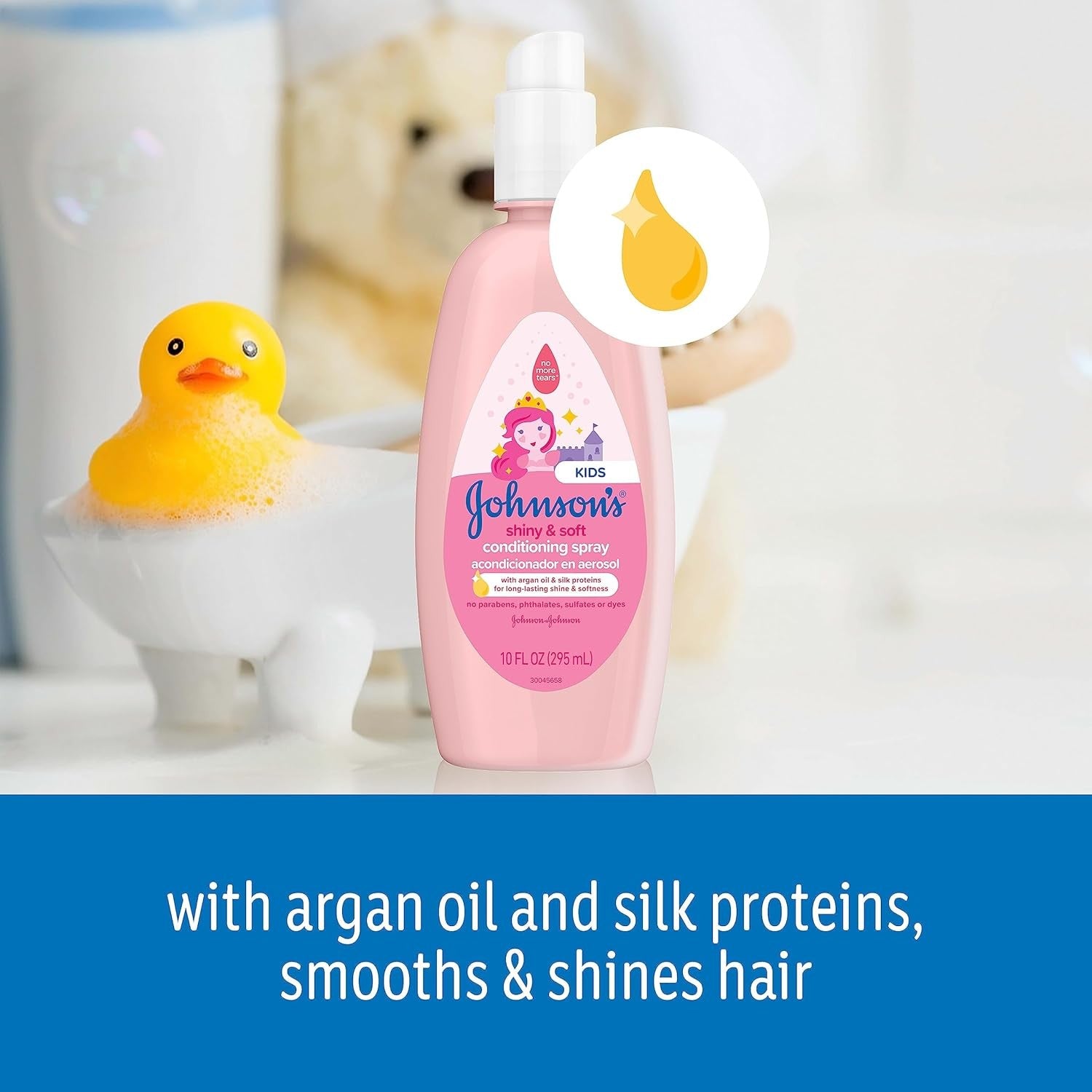 new Johnson's Kids Shiny & Soft Hair Conditioning Spray with Argan Oil & Silk...