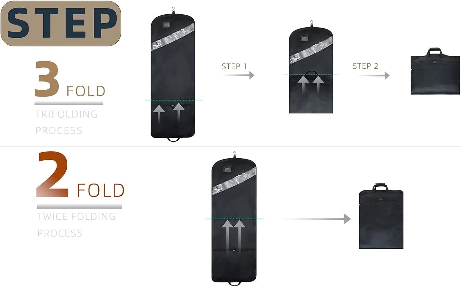 66” Extra Long Gown Garment Bag, Tri-Fold Gown Garment Bag, Storage Hanging Bag 07FC0E-D4 - KOEEK