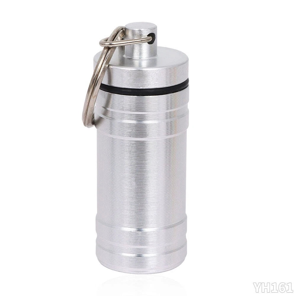 Premium Aluminum Waterproof Medication Pill Container Box Spoon With Keychain 07FC0E-D4 - KOEEK