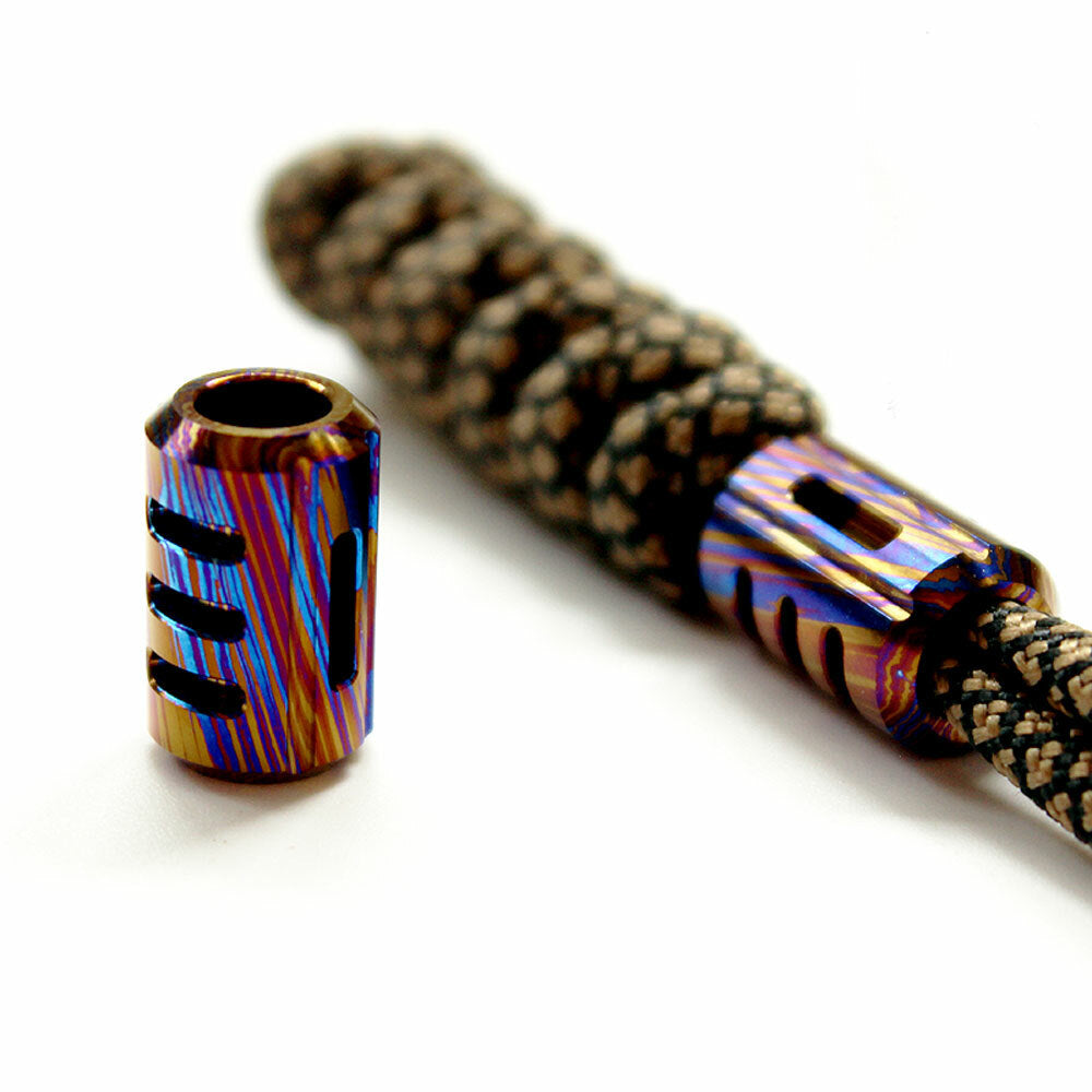 EDC Titanium Timascus Damascus Folding Knife Lanyard Umbrella Rope Knife Pendant 07FC0E-D4 - KOEEK