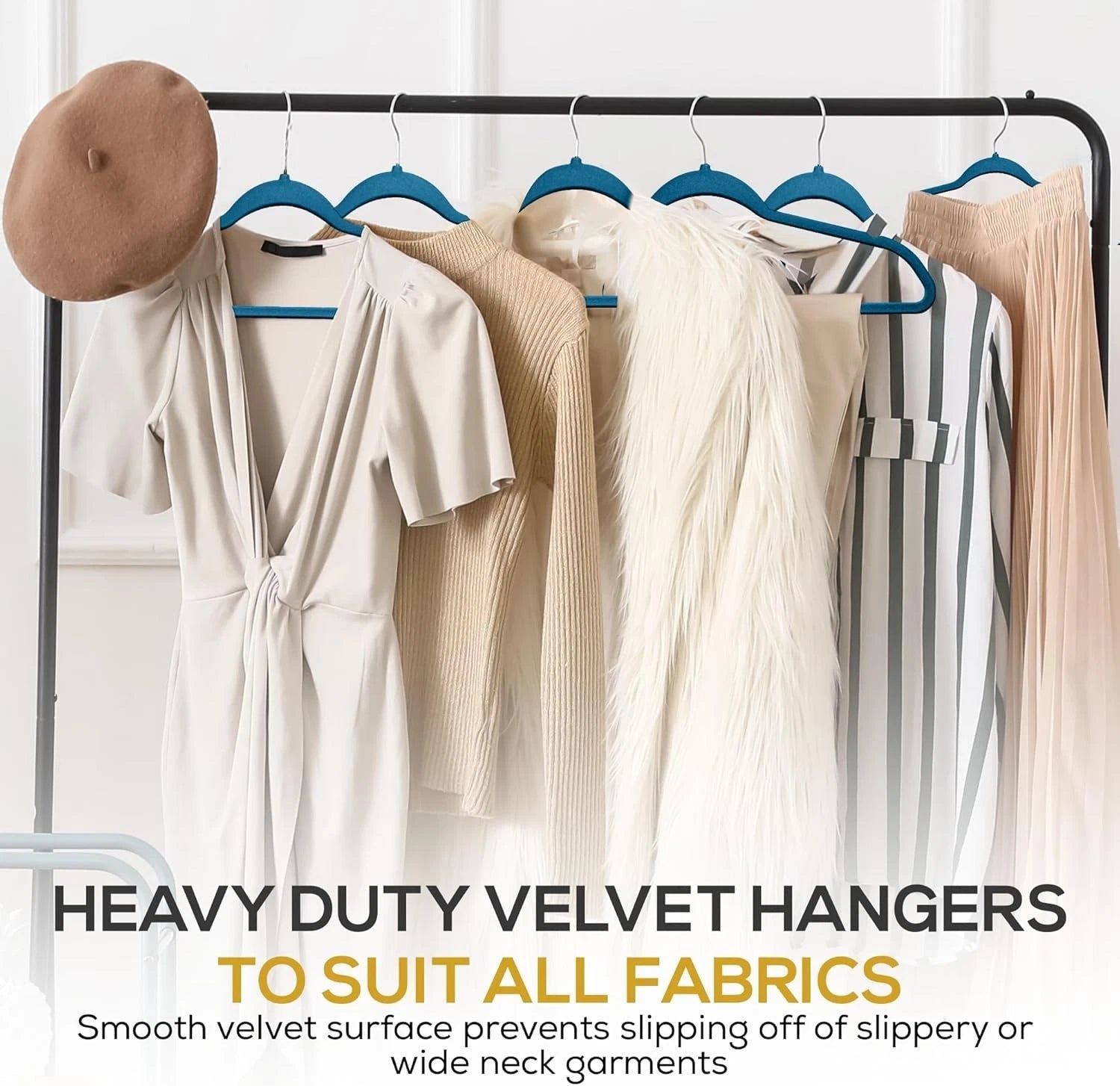 High-end velvet clothes hangers, pack of 50, ultra-thin non-slip adult felt 07FC0E-D4 - KOEEK