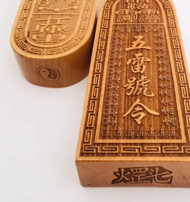 17.5cm Exquisitely Peach Wood Taoism Ritual Implements Taoist Token Seal 07FC0E-D4 - KOEEK
