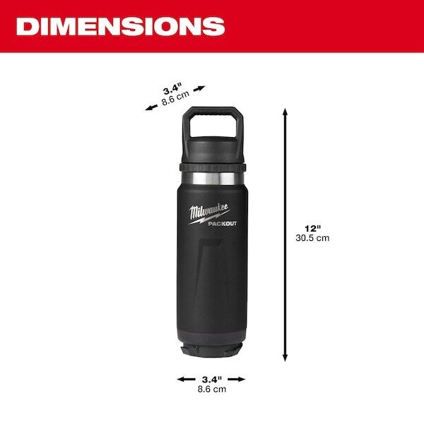 new Milwaukee Tool 48-22-8396B Insulated Bottle,Ss,24 Oz Cap,Black koeek - KOEEK