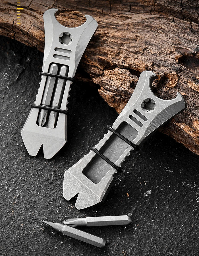 EDC TC4 Titanium Alloy Pocket Pry Bar Crowbar Bottle Opener Outdoor Multi Tools 07FC0E-D4 - KOEEK