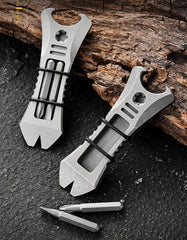 EDC TC4 Titanium Alloy Pocket Pry Bar Crowbar Bottle Opener Outdoor Multi Tools 07FC0E-D4 - KOEEK
