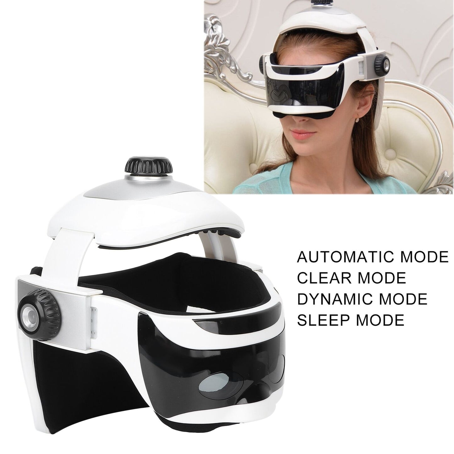 new Electric Head Massager Heat Compress Stress Relief Eye Neck Massage Helmet HGF koeek - KOEEK