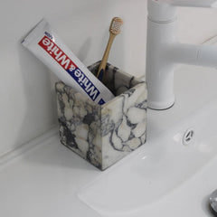 Marble toothbrush holder for bathroom, natural marble makeup brush holder 07FC0E-D4 - KOEEK