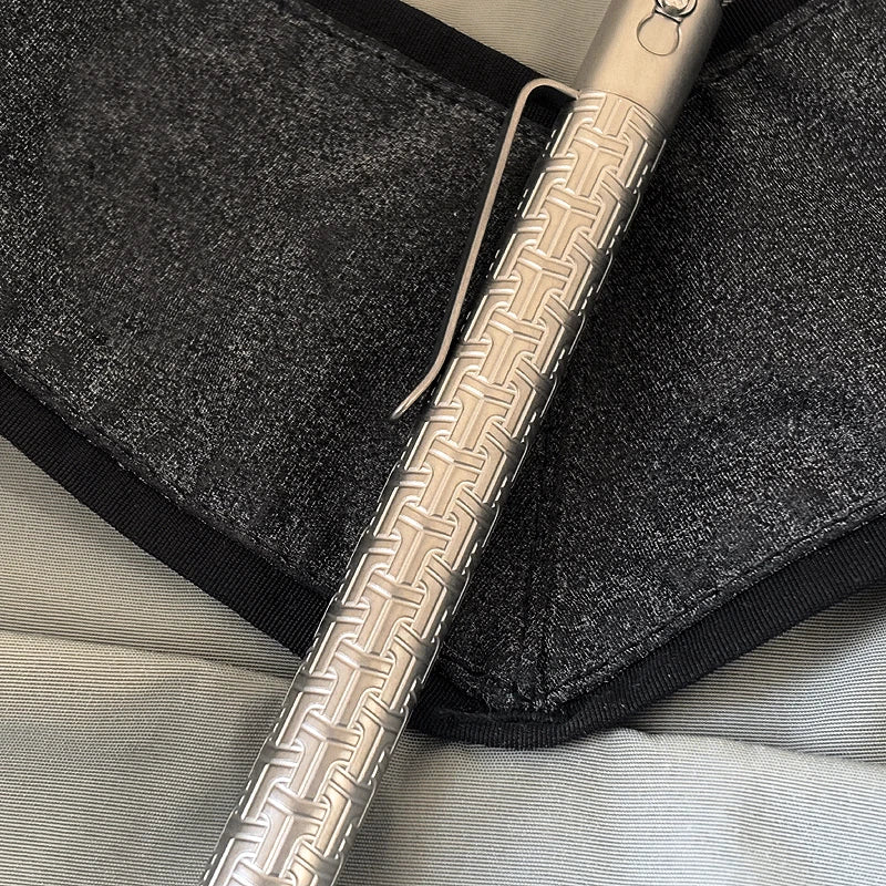 Pocket Titanium Double Locked Ballpoint Pen Lock Pattern Surface Design EDC Pen 07FC0E-D4 - KOEEK