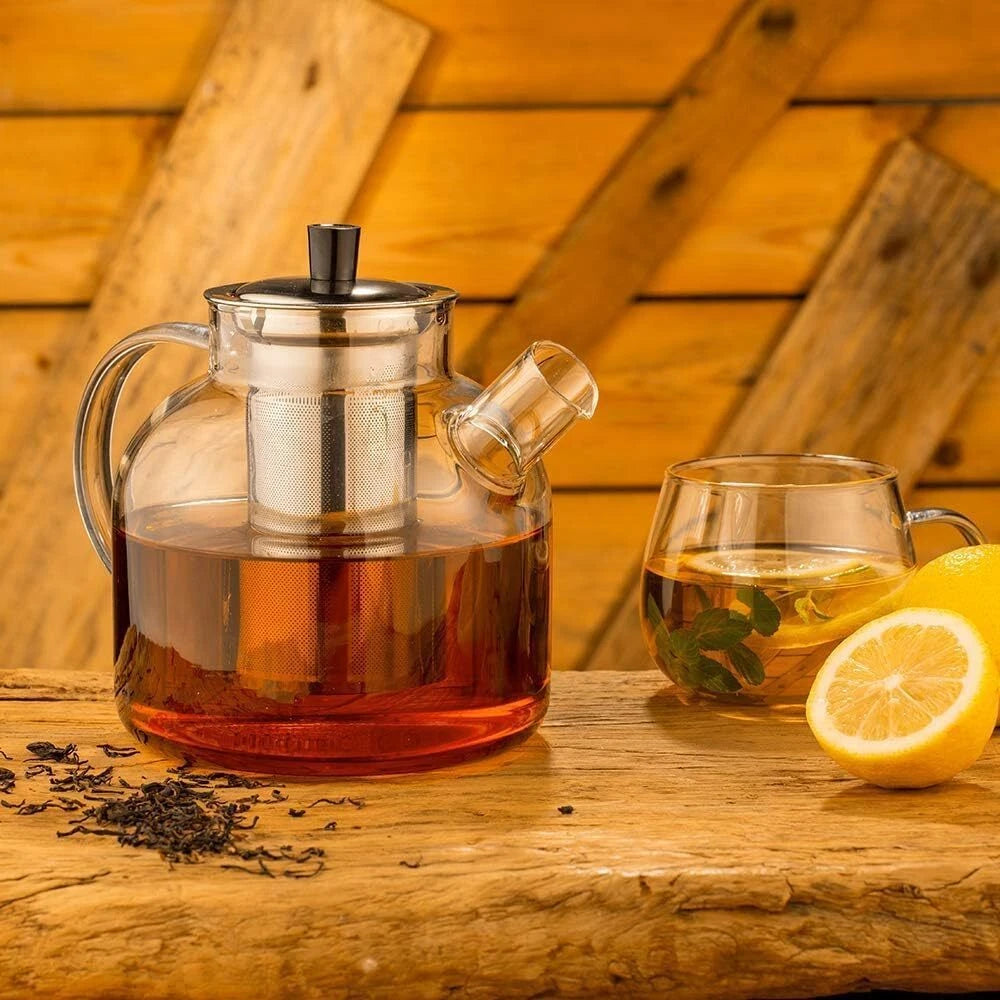 1500ml(50oz) Glass Teapot with Removable Infuser, Stovetop Safe Large Tea Pot 07FC0E-D4 - KOEEK