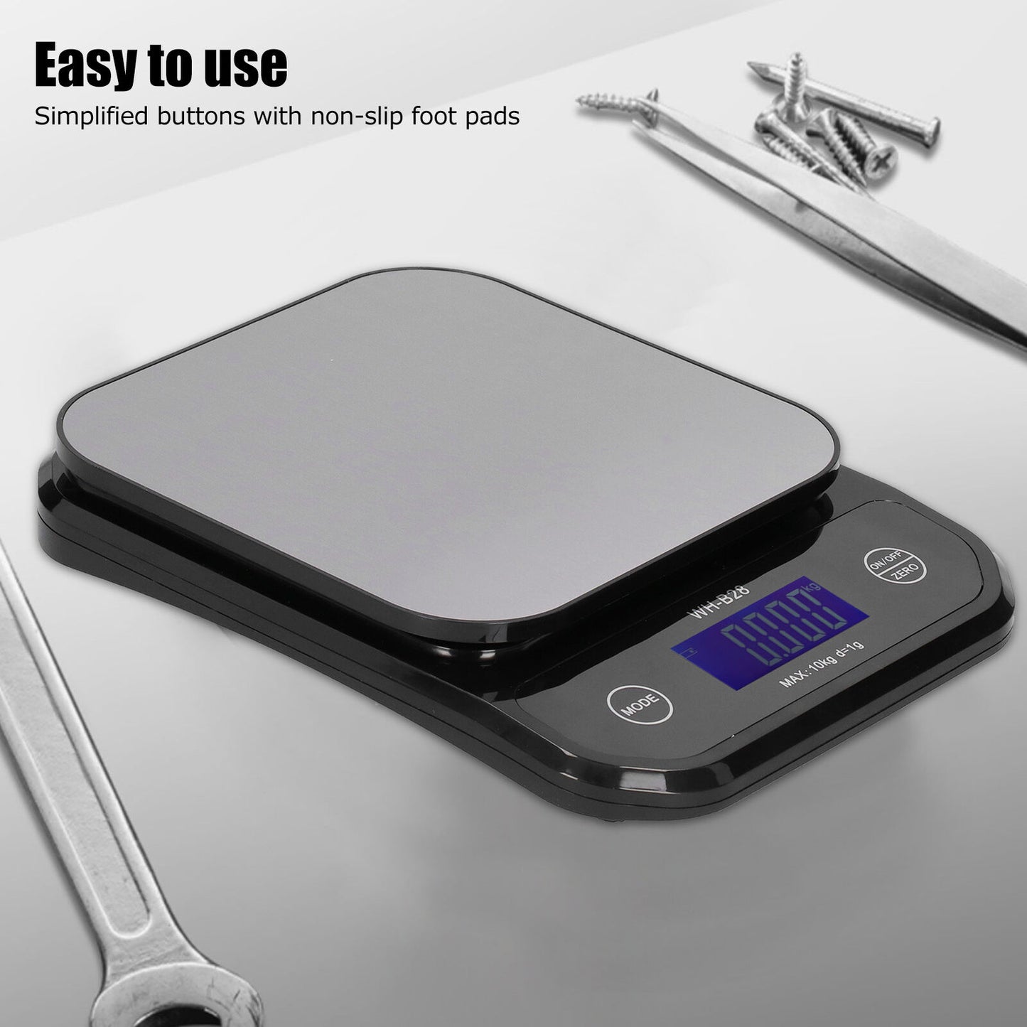 new 10Kg/1g Electronic Scale Multipurpose LCD Digital Stainless Steel Weighing Scale koeek - KOEEK