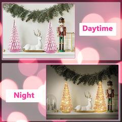 2PCS Pink Mercury Glass Christmas Tree with Light Table Top Decorations 10'' ... 07FC0E-D4 - KOEEK