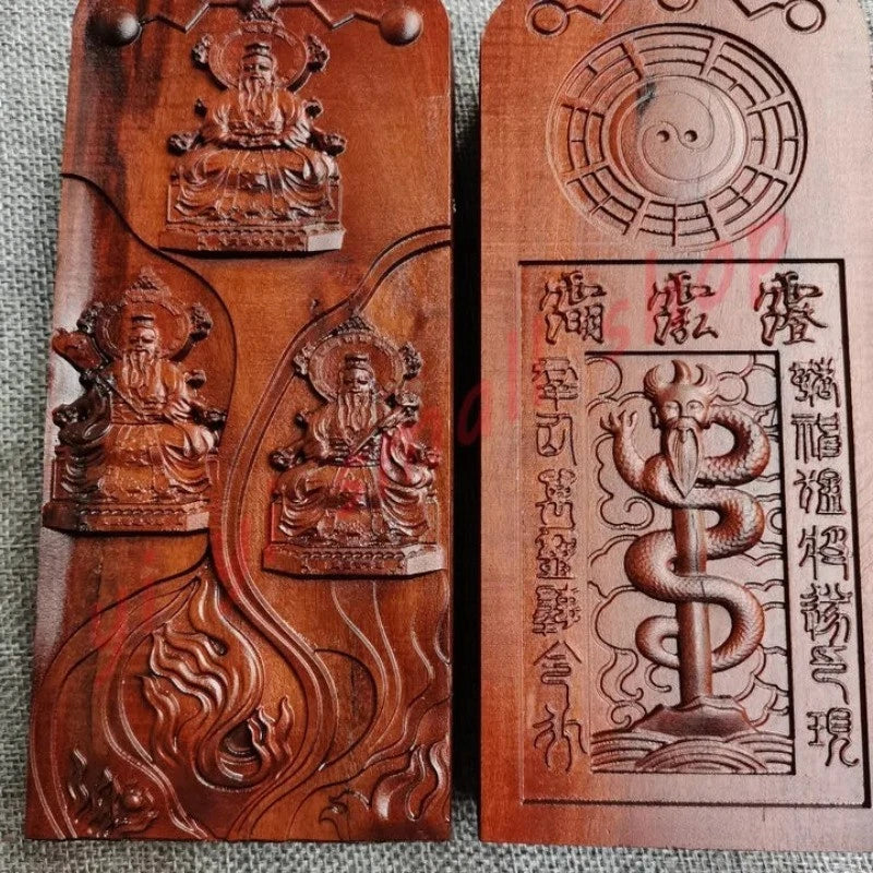 Taoist HandCarved Lightning Strike Jujube Wood Token Sanqing Order Token Taoist 07FC0E-D4 - KOEEK