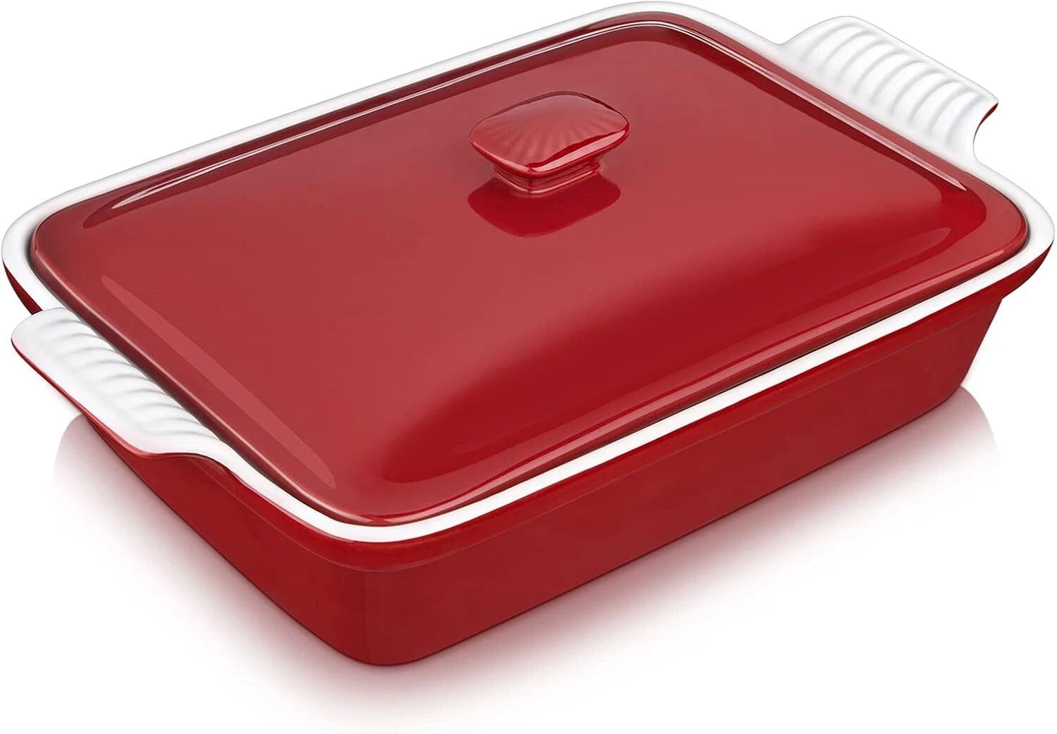 Casserole, 13x9 Baking Pan, 3.8-Quart Casserole Set , with Lid, Red 07FC0E-D4 - KOEEK