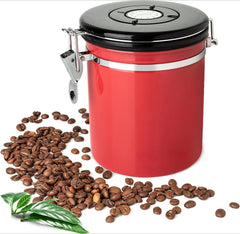 16 Oz Coffee Canister Red, Stainless Steel Airtight Coffee Container, Ground 07FC0E-D4 - KOEEK