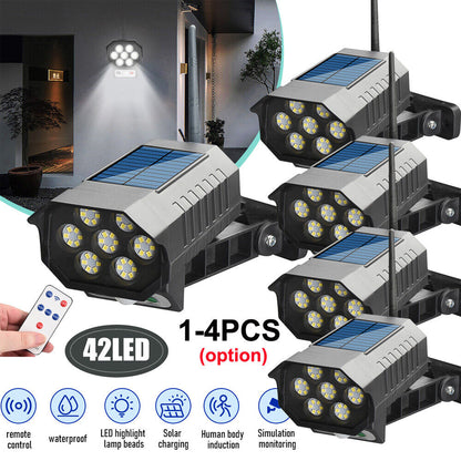 new 42 LED Solar Power PIR Motion Sensor Fake Camera Wall Light Outdoor Garden Lamp