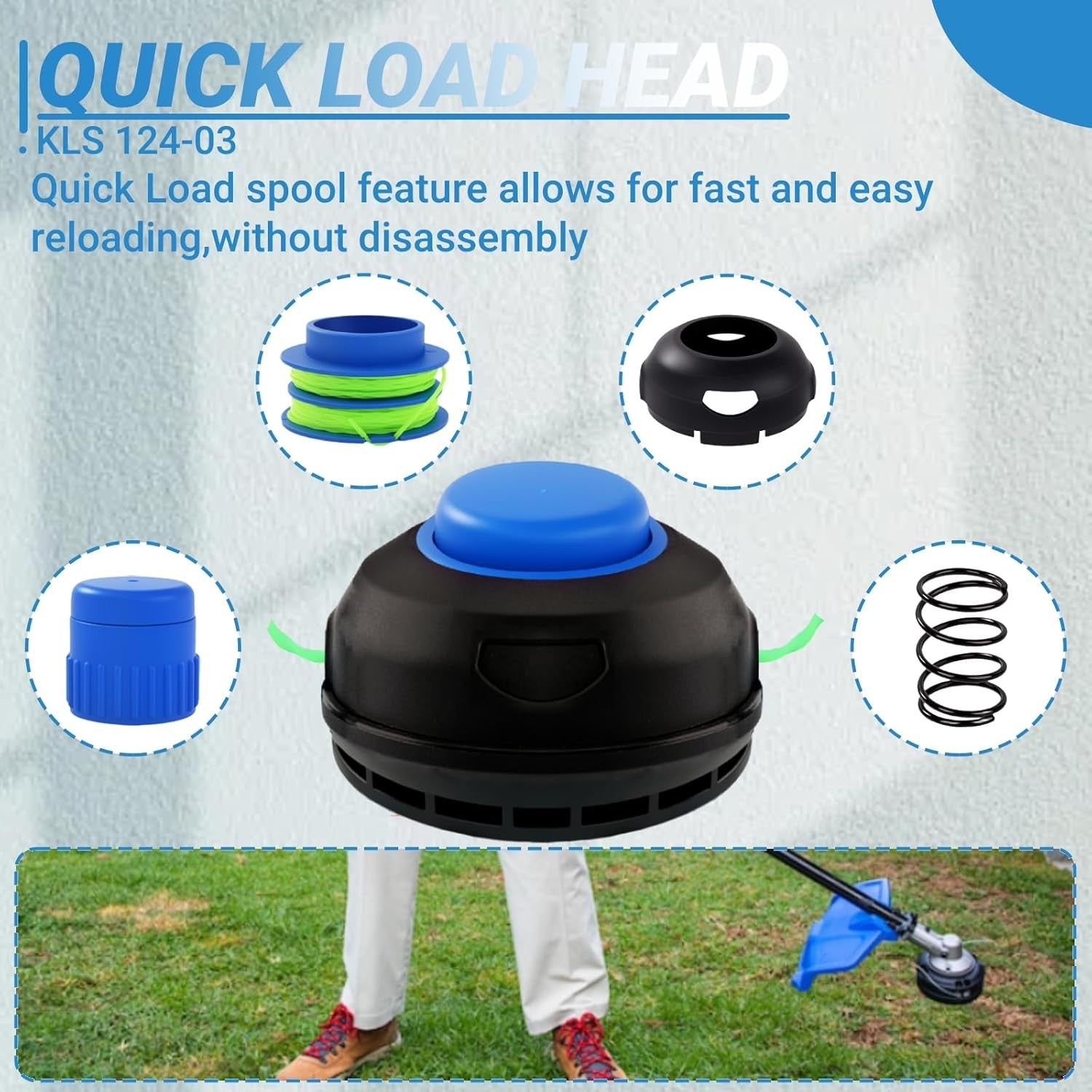 new KLS 124-03 Replacement Bump Spool Head Compatible with Kobalt 24-Volt max... 07FC0E-D4 - KOEEK