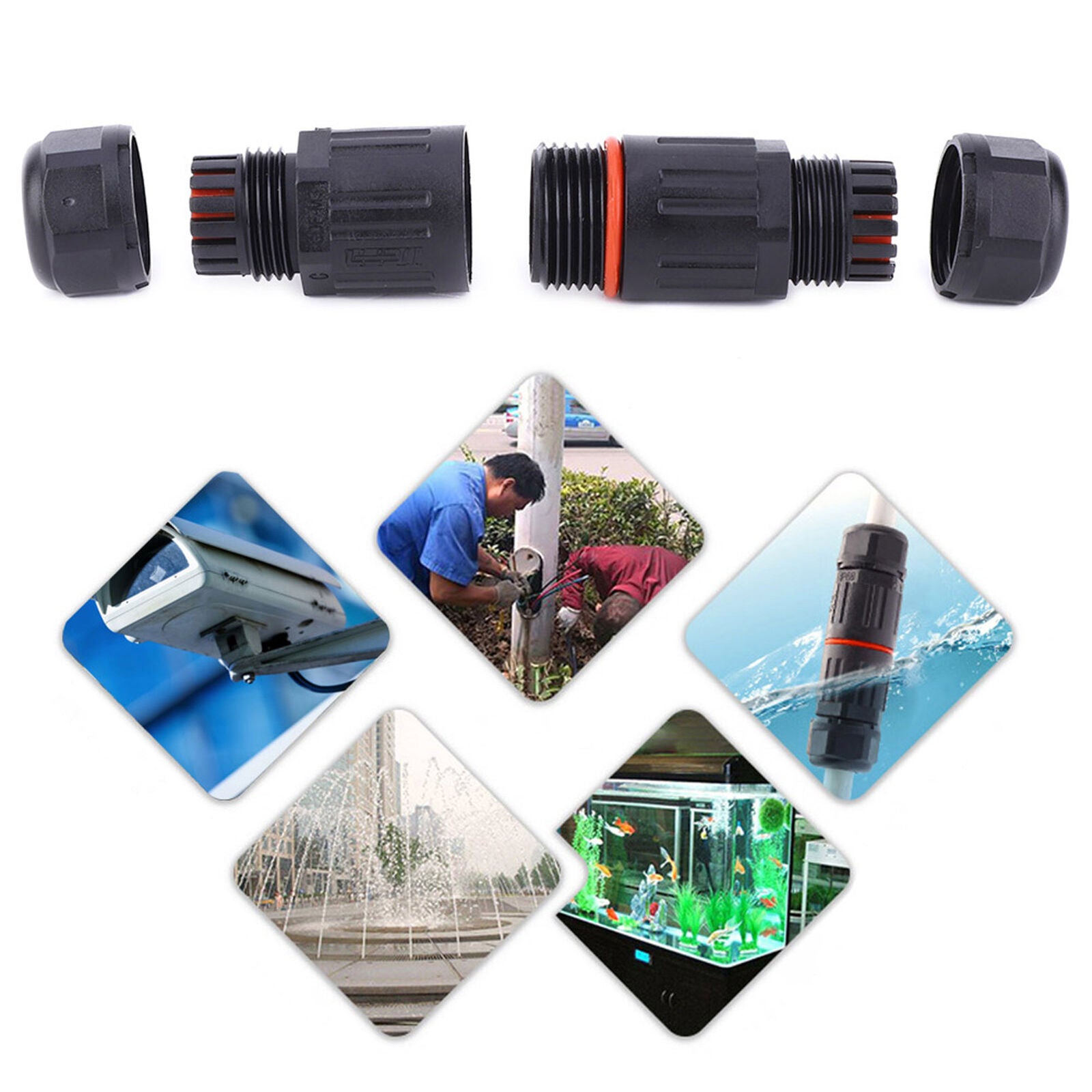 new 10PCS IP68 Waterproof Electrical Wire Cable 3Pin Connector Outdoor Plug Socket koeek - KOEEK