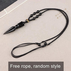 Obsidian Natural Crystal Quartz Carve Vajra Dorje Phurpa Dagger Buddhist Pendant 07FC0E-D4 - KOEEK