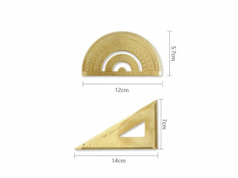 Brass Triangle Ruler Protractor Construction Site Drawing Student Stationery 07FC0E-D4 - KOEEK