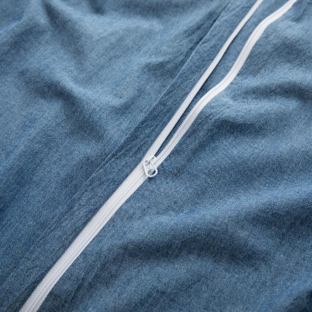 new LOVQUE  Washed Cotton Duvet Cover Queen Size, Denim Blue Queen, LOVQUE - KOEEK