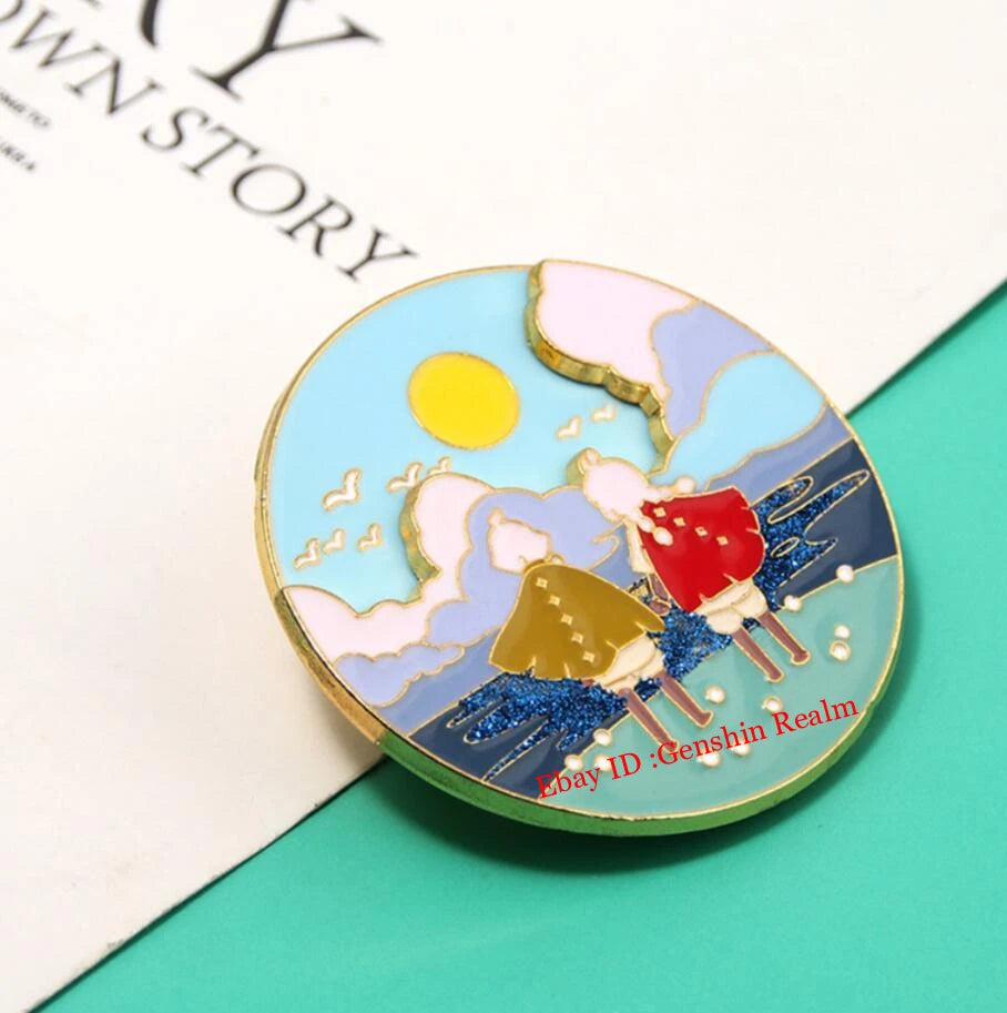 Anime Sky：Children of The Light Metal Brooch Enamel Badge Rotating Couple Pin 07FC0E-D4 - KOEEK