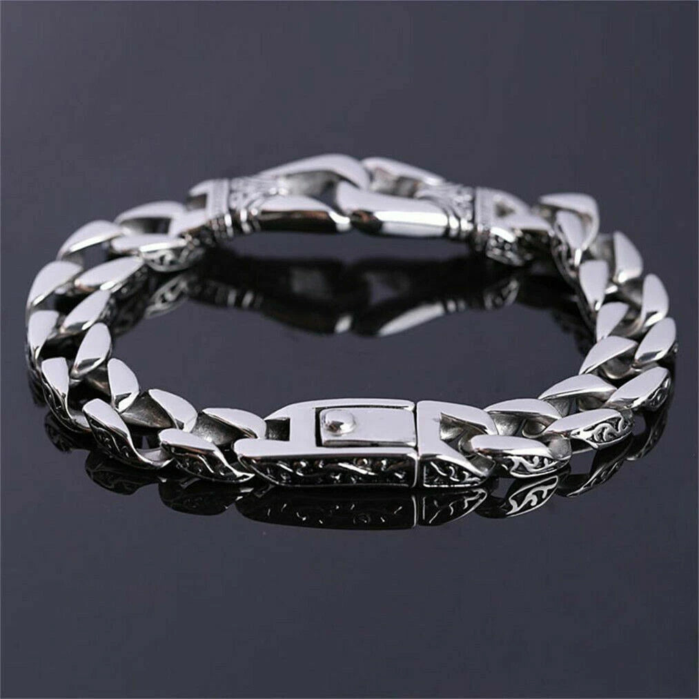 Mens Heavy Sturdy Stainless Steel Motorcycle Biker Chain Bracelet Wristband Gift 07FC0E-D4 - KOEEK