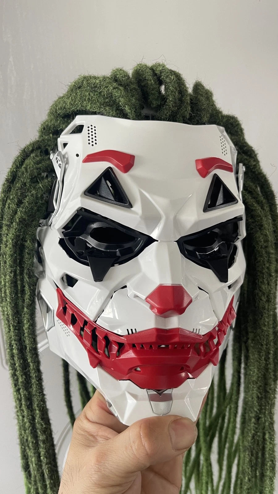 Cyberpunk Joker Cosplay Mask Full Face Headwear W/dreadlocks Halloween Prop 07FC0E-D4 - KOEEK