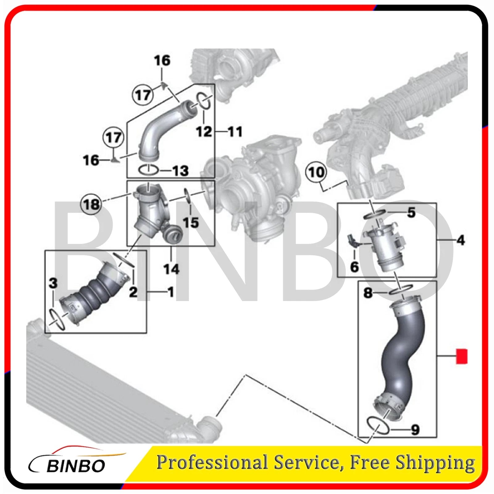 11617823237 Engine Intercooler Boost Air Intake Pipe Fits for BMW X5 F15 X6 F16 07FC0E-D4 - KOEEK